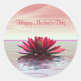 Moederdag Red Water Lily Ronde Sticker