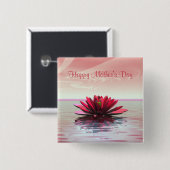 Moederdag Red Water Lily Vierkante Button 5,1 Cm (Voorkant /achterkant)