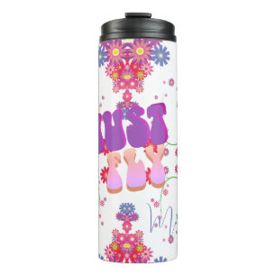 Moederdag Retro Groovy Fly Floral Thermosbeker