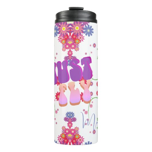 Moederdag Retro Groovy Fly Floral Thermosbeker (Voorkant)