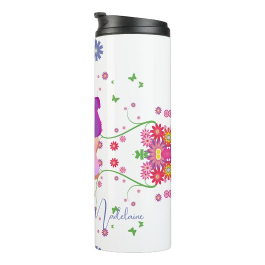 Moederdag Retro Groovy Fly Floral Thermosbeker (Geroteerd rechts)