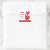 Moederdag rode tulpen vierkante sticker (Tas)