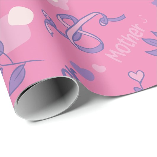 Moederdag roos en lila Verpakkingsdocument Cadeaupapier (Rol Hoek)