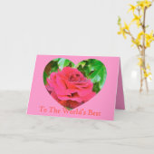 Moederdag Roos hart Kaart (Gele Bloem)