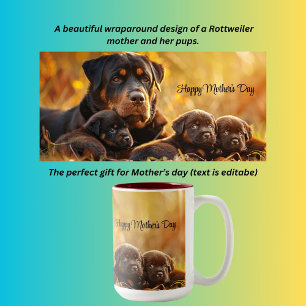 Moederdag rottweiler & pups tweekleurige koffiemok