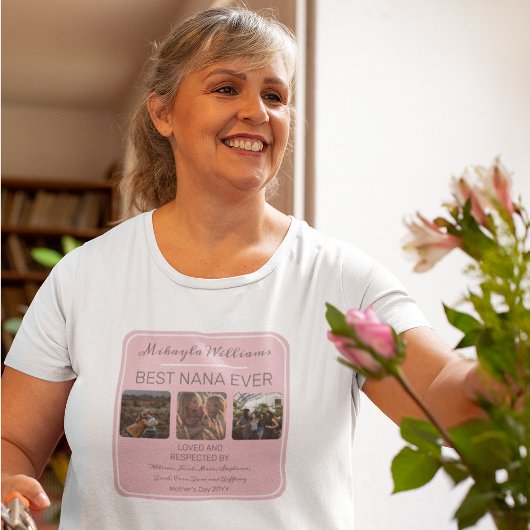 Moederdag roze beste nana ooit drie foto t-shirt