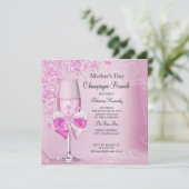 Moederdag Roze Champagne Brunch Kaart (Staand voorkant)