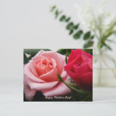 Moederdag Roze en rode roze Briefkaart (Staand voorkant)