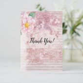 Moederdag roze groene bloemen bedankkaart (Staand voorkant)