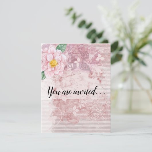 Moederdag roze groene bloemen kaart (Staand voorkant)