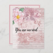 Moederdag roze groene bloemen kaart (Voorkant / Achterkant)