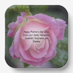 Moederdag Roze Roze Strappen Floral Foto Papieren Bordje
