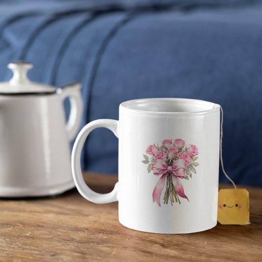 Moederdag Roze Rozen Boeket – Elegante Bloemen Koffiemok