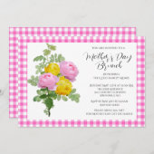 Moederdag Roze Rozen Brunch Kaart (Voorkant / Achterkant)