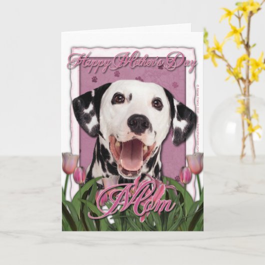Moederdag - Roze Tulips - Dalmatiaans Kaart (Gele Bloem)