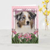 Moederdag - Roze Tulpen - Australische Herder Kaart (Gele Bloem)