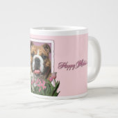 moederdag - Roze Tulpen - Bulldog Jumbo Mok (Voorkant rechts)