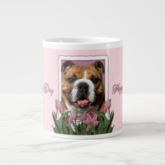 moederdag - Roze Tulpen - Bulldog Jumbo Mok (Voorkant)