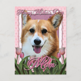 Moederdag - Roze Tulpen - Corgi - Owen Briefkaart
