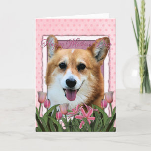 Moederdag - Roze Tulpen - Corgi - Owen Kaart