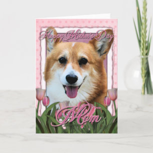 Moederdag - Roze Tulpen - Corgi - Owen Kaart