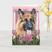 Moederdag - Roze Tulpen - Duitse herdershandel Kaart (Gele Bloem)