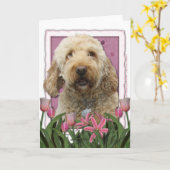 Moederdag - Roze Tulpen - GoldenDoodle Kaart (Gele Bloem)