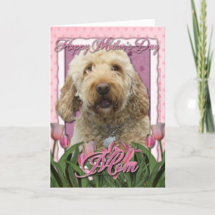 Moederdag - Roze Tulpen - Goldendoodle Kaart