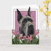 Moederdag - Roze Tulpen - Great dane - Grijs Kaart (Gele Bloem)