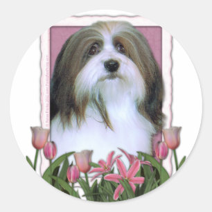 Moederdag - Roze Tulpen - Havanees Ronde Sticker