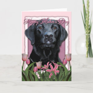 Moederdag - Roze Tulpen - Labrador - Zwarte Gauge Kaart
