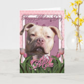Moederdag - Roze Tulpen - Pitbull - Jersey Girl Kaart (Gele Bloem)