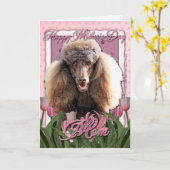 Moederdag - Roze Tulpen - Poedel - Chocolade Kaart (Gele Bloem)