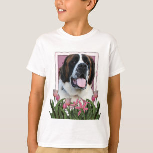 moederdag - Roze Tulpen - Saint Bernard - Mae T-shirt