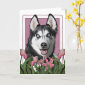 Moederdag - Roze Tulpen - Siberische Schor Kaart (Gele Bloem)