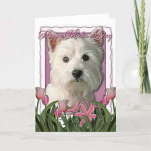 Moederdag - Roze Tulpen - Westie Kaart