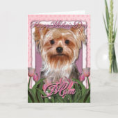 Moederdag - Roze Tulpen - Yorkshire Terrier Kaart (Voorkant)