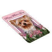 Moederdag - Roze Tulpen - Yorkshire Terrier Magneet (Rechterzijde)