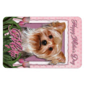 Moederdag - Roze Tulpen - Yorkshire Terrier Magneet (Horizontaal)