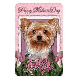Moederdag - Roze Tulpen - Yorkshire Terrier Magneet