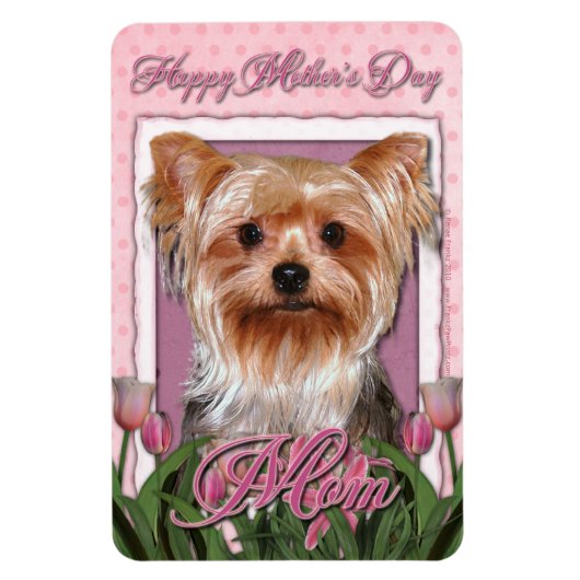 Moederdag - Roze Tulpen - Yorkshire Terrier Magneet (Verticaal)