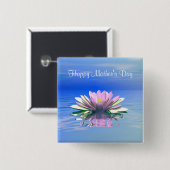 Moederdag Roze Water Lily Vierkante Button 5,1 Cm (Voorkant /achterkant)