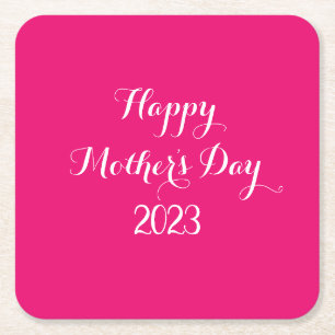 Moederdag roze witte kleur kleurrijke kleur vierkante kartonnen onderzetter