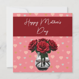 Moederdag rozen Boeket Bloemen Elegant Rood Bedankkaart