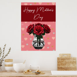 Moederdag rozen Boeket Bloemen Elegant Rood Poster