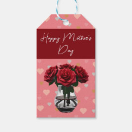 Moederdag rozen in het vashartritme cadeaulabel