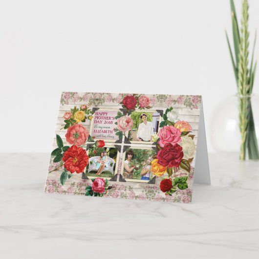 Moederdag Rozen Instagram  Foto Collage Kaart (Voorkant)
