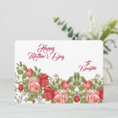 Moederdag Rustic Rozen Floral Greenery Feestdagenkaart (Staand voorkant)