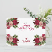 Moederdag Rustic Rozen Floral Greenery Feestdagenkaart (Staand voorkant)