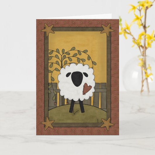 Moederdag-schaap Kaart (Gele Bloem)